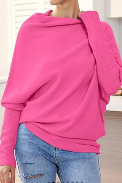 Solid Crew Neck Long Sleeve Top Lavish Daily