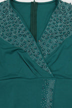 Rhinestone V-Neck Puff Sleeve Maxi Dress Lavish Daily