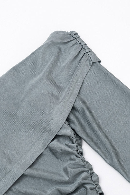 Asymmetric Ruched Top & Leggings Set Lavish Daily