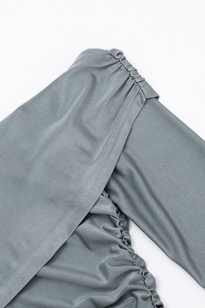 Asymmetric Ruched Top & Leggings Set Lavish Daily