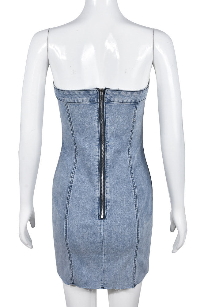 Strapless Mini Denim Dress Lavish Daily