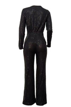 Sequin Round Neck Long Sleeve Top and Pants Set Lavish Daily