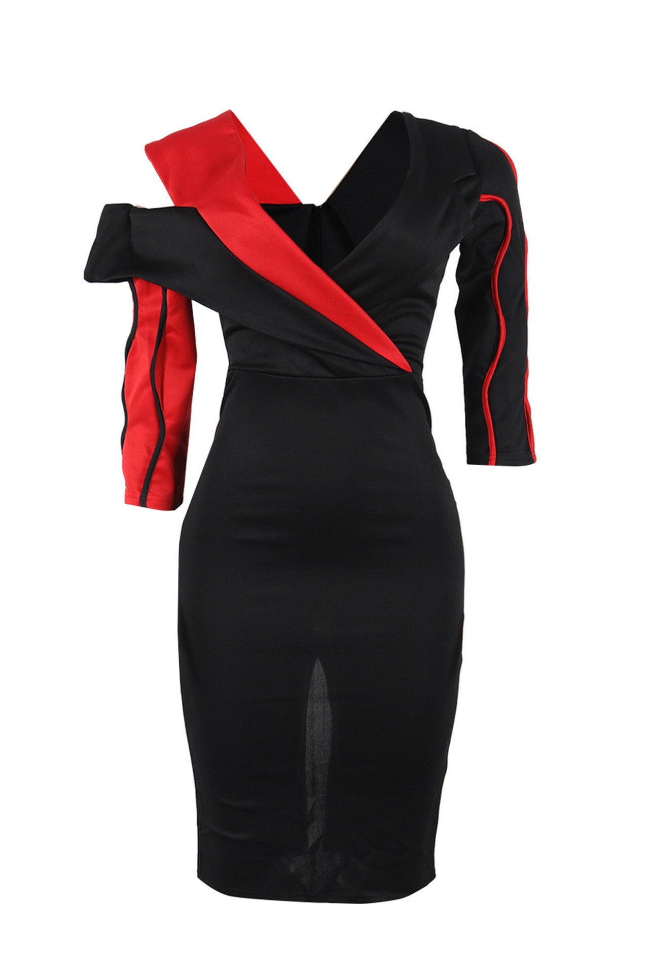 Asymmetrical Color Block Bodycon Dress Lavish Daily