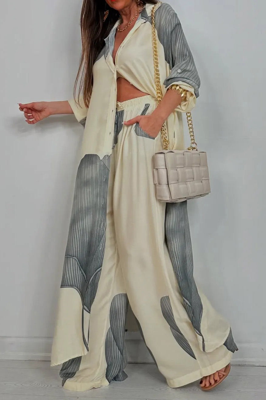 Colorblock Loose Shirt & Pants Set Lavish Daily