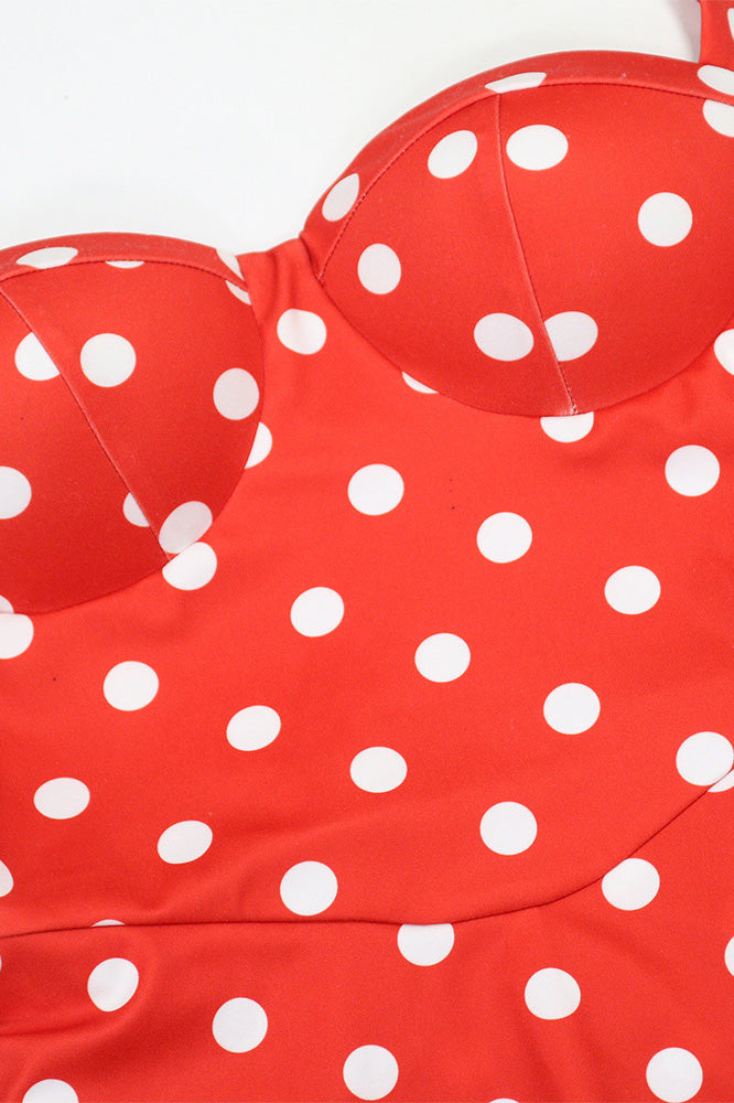 Retro Polka Dot Bustier Peplum Shorts Set Lavish Daily