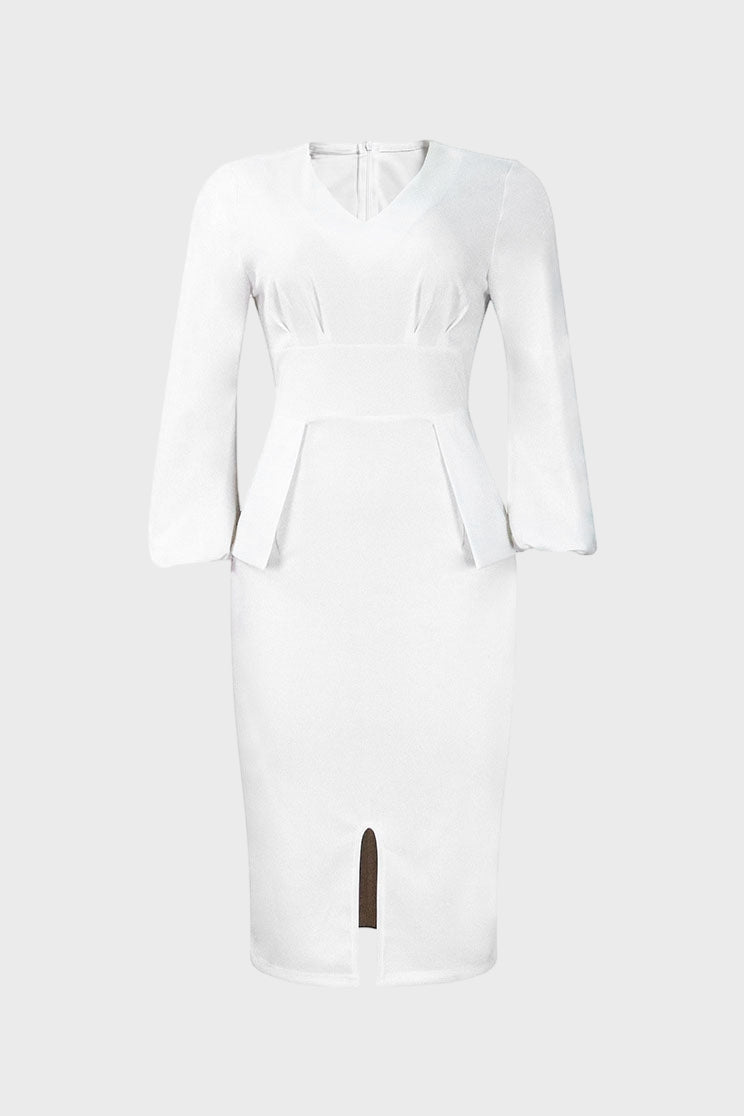 V-Neck Patchwork One-Step Skirt Dress Lavish Daily