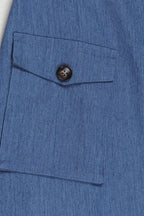 Elegant Denim Patchwork Pocket A-Line Dress Lavish Daily