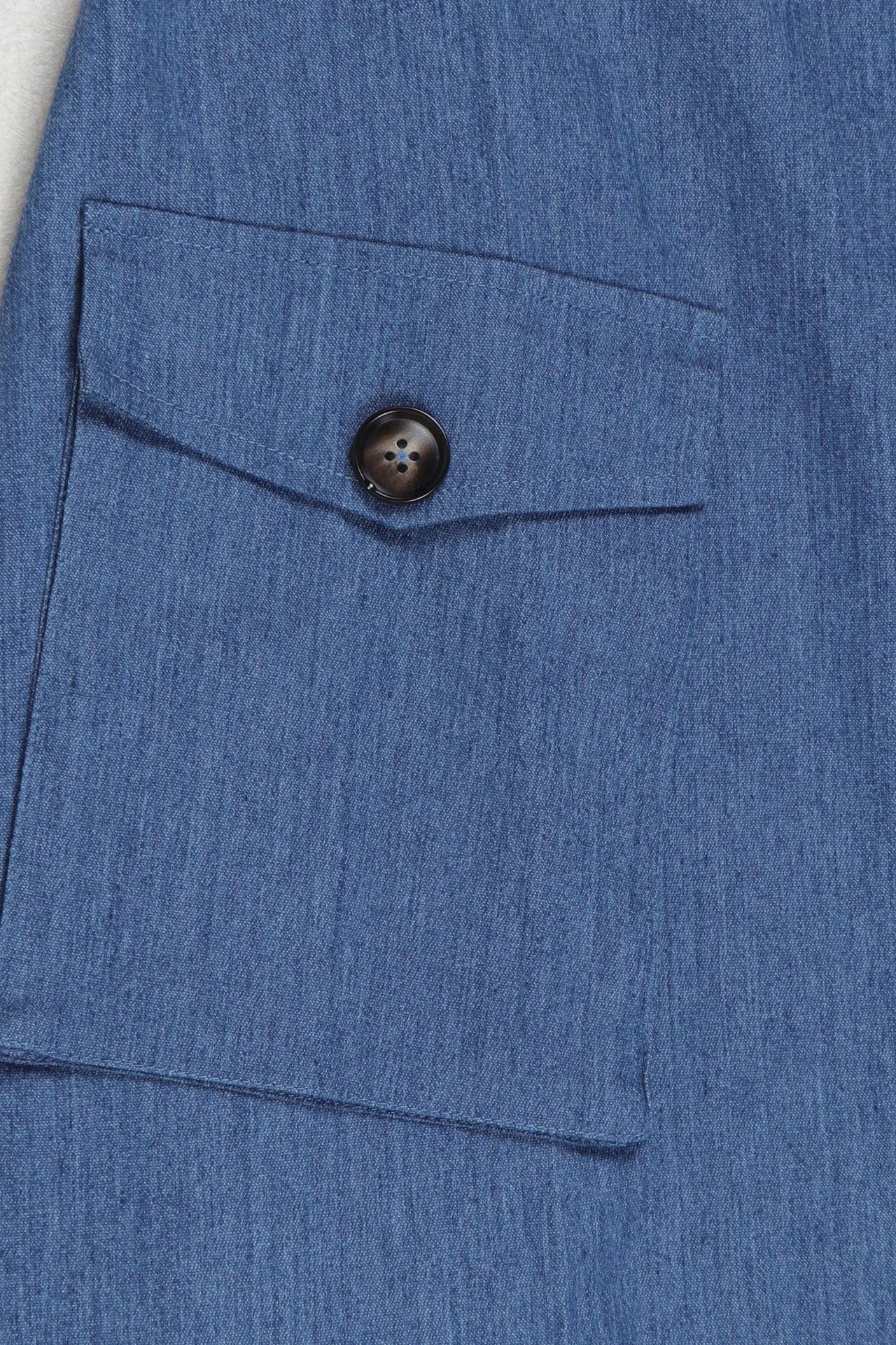 Elegant Denim Patchwork Pocket A-Line Dress Lavish Daily