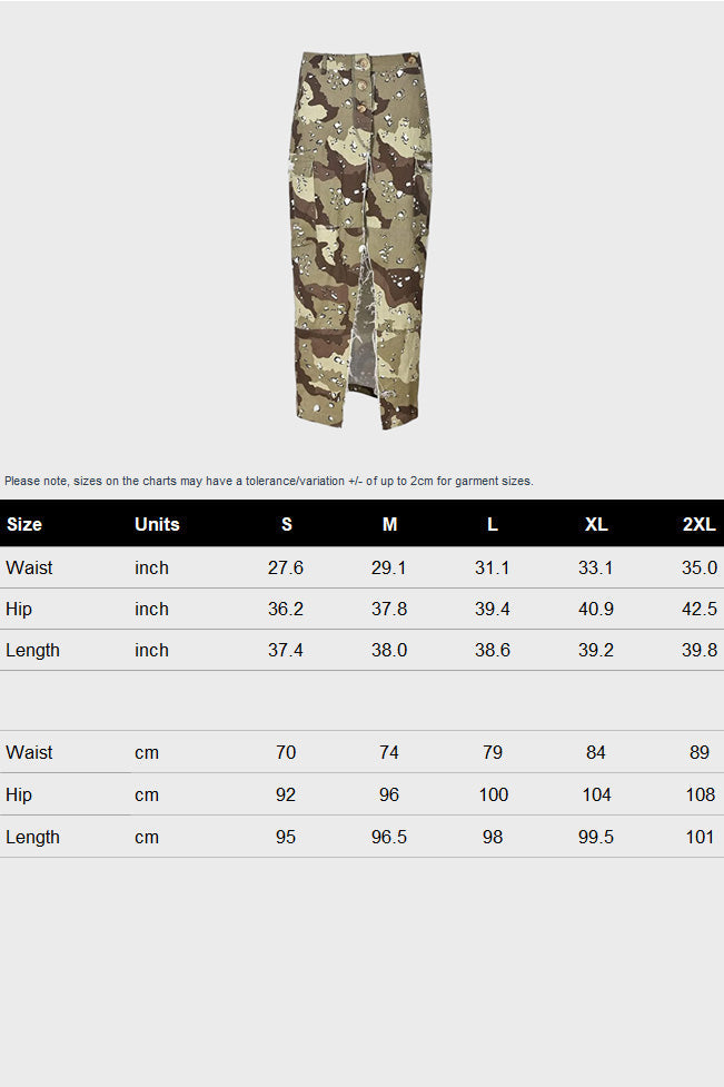 High Waist Camouflage Split Skirt Lavish Daily