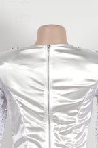 Split Square Cut Collar Stretch Sequin Dress Lavish Daily