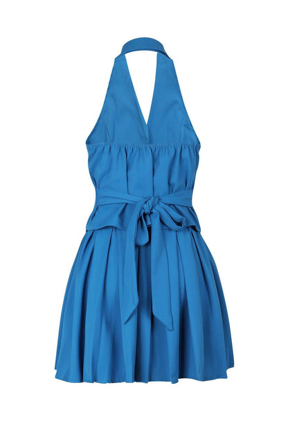 Halter Tuxedo Top & Pleated Skirt Set Lavish Daily