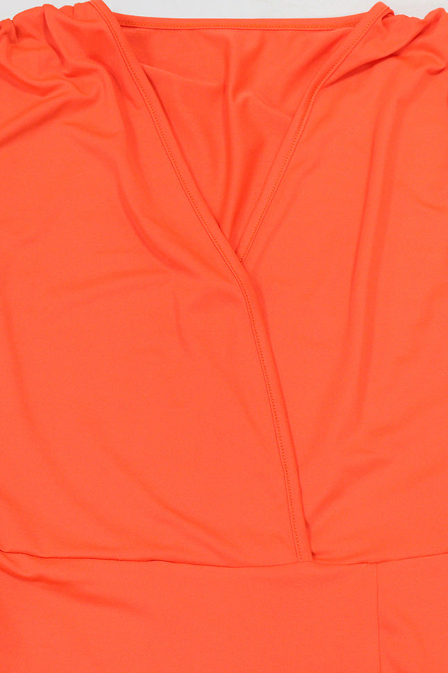 Deep V-Neck Solid Tie Dress with Loose Sleeves Lavish Daily