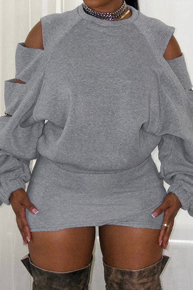 Ripped Loose Top & Fitted Mini Skirt Set Lavish Daily