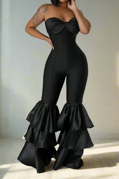 Ruffle Strapless Jumpsuit Lavish Daily