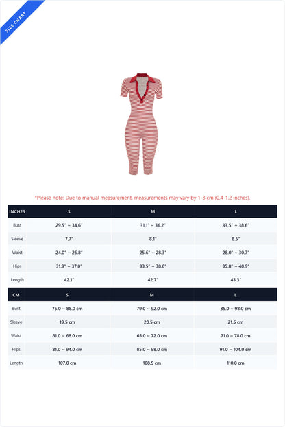 Striped Collared Bodycon Jumpsuit LavishDaily