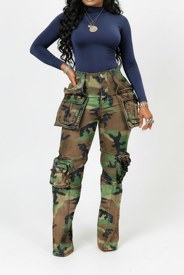 Camo Multi Pocket Cargo Pants Lavish Daily