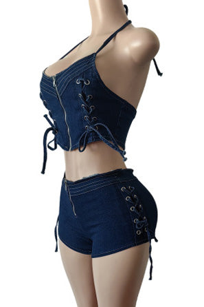 Tie-Back Tank Top & Stretch Shorts Set Lavish Daily