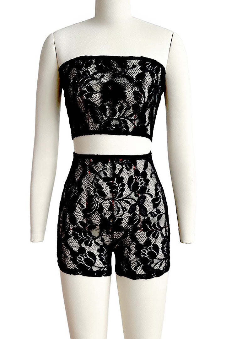 Semi-Sheer Lace Bralette and Shorts Set Lavish Daily