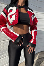 Faux Leather Varsity Jacket Lavish Daily