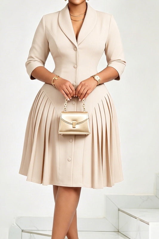 Pleated Shawl Collar Coat Dress Lavish Daily