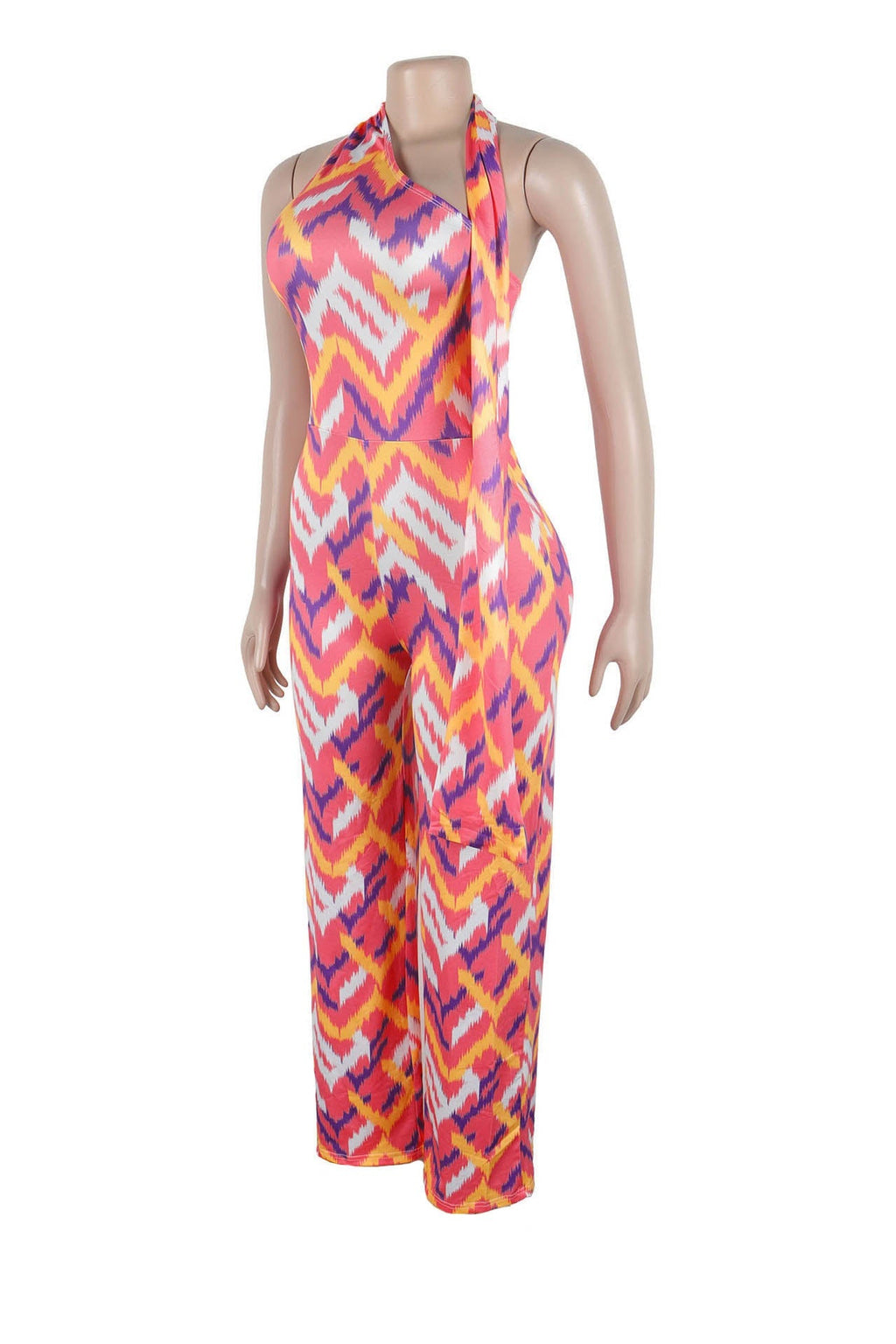 Elastic Slim-Fit Printed Wide-Leg Jumpsuit Lavish Daily
