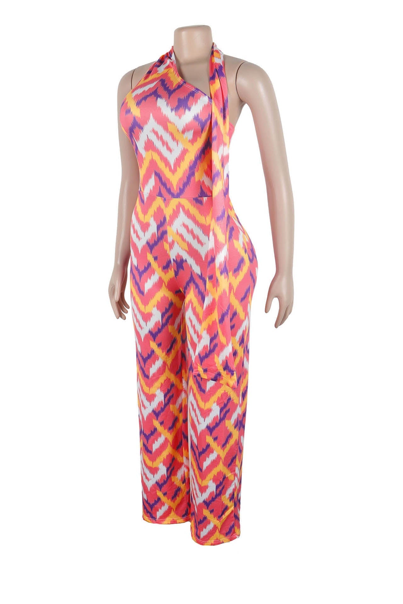 Elastic Slim-Fit Printed Wide-Leg Jumpsuit Lavish Daily