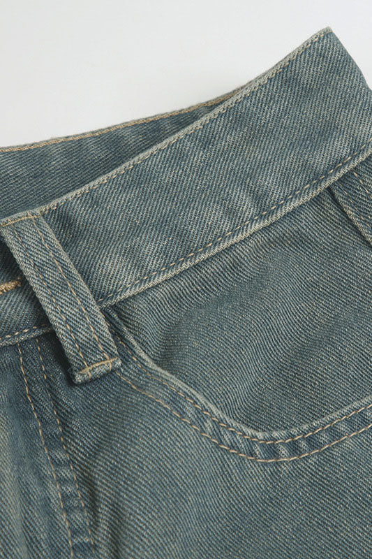 Vintage Distressed Denim Straight Jeans Lavish Daily