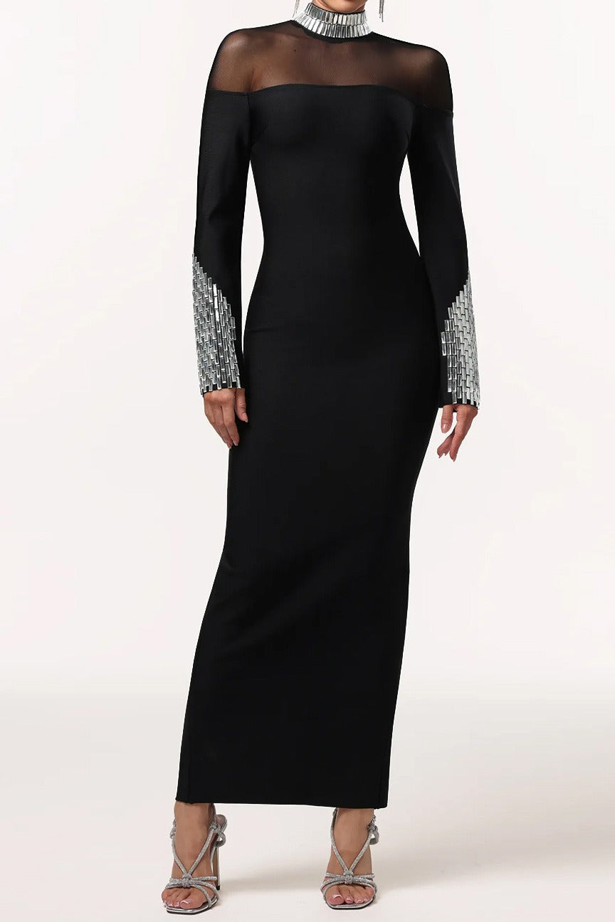 Rhinestone and Mesh Dress LavishDaily