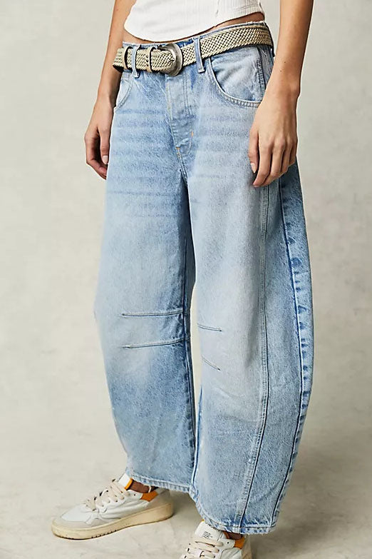 Mid Rise Barrel Jeans Lavish Daily