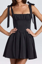 Pintucked Shirred Mini Dress Lavish Daily