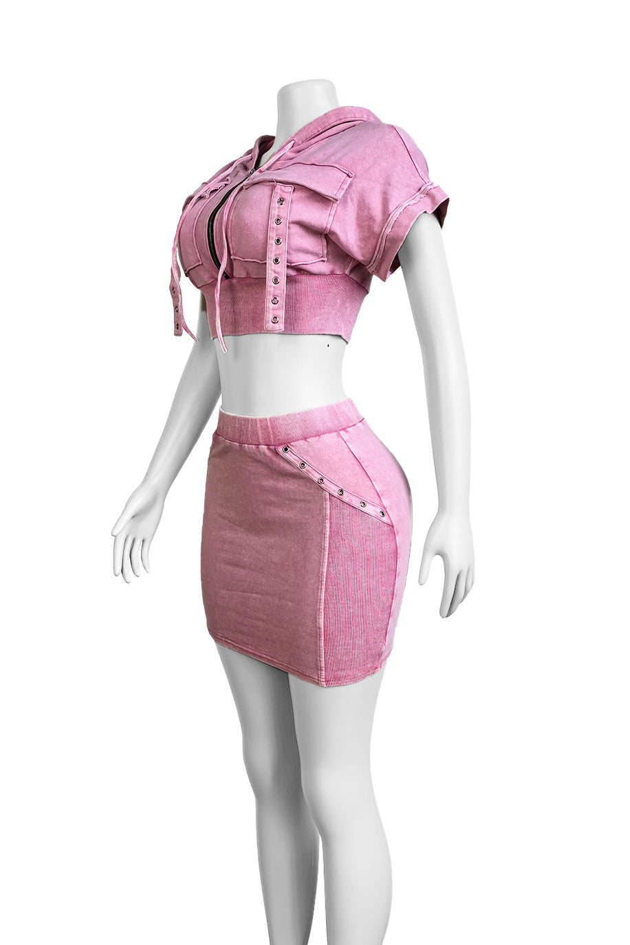 Washed Hoodie Top & Mini Skirt Set Lavish Daily