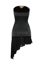 Asymmetric Frill Hem Bandeau Midi Dress Lavish Daily