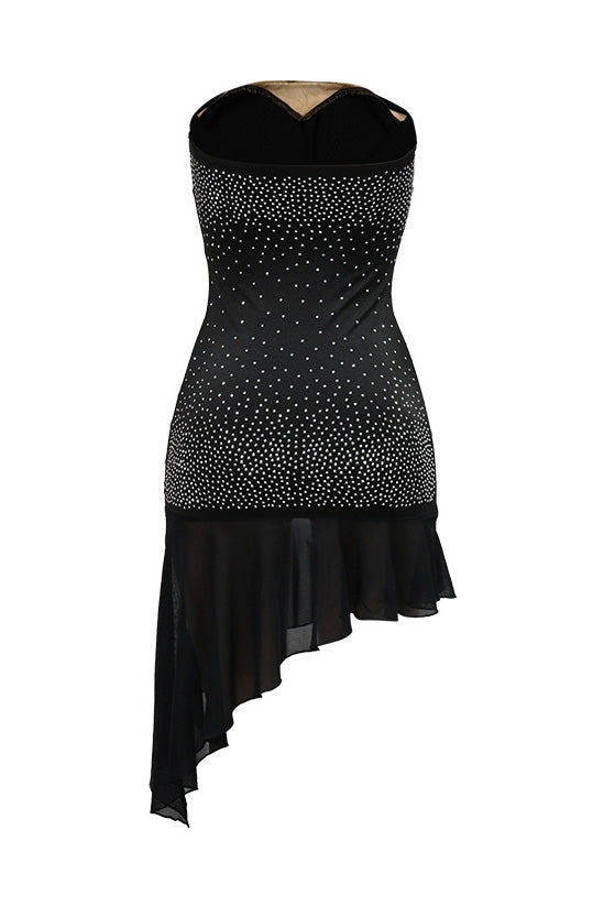 Asymmetric Frill Hem Bandeau Midi Dress Lavish Daily