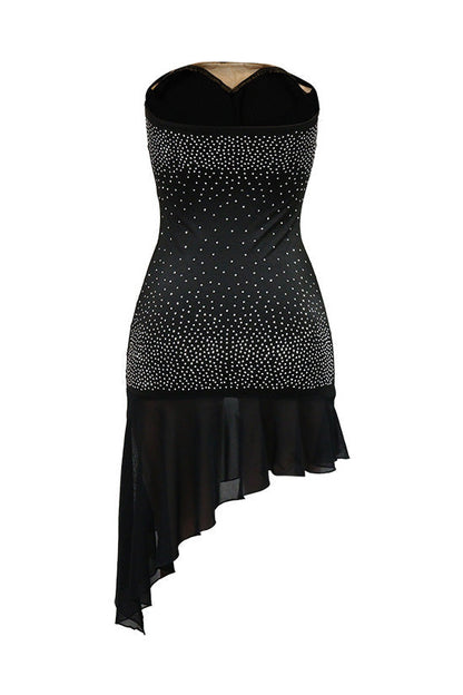 Asymmetric Frill Hem Bandeau Midi Dress Lavish Daily