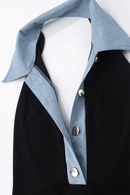 Black Denim Romper Lavish Daily