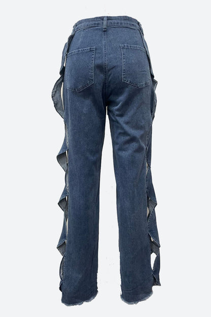 High-Waist Cut-out Jeans Lavish Daily