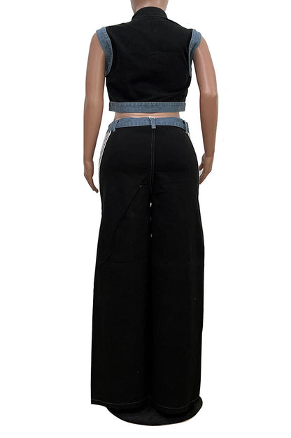 Striped Cropped Top Denim Pant Sets Lavish Daily
