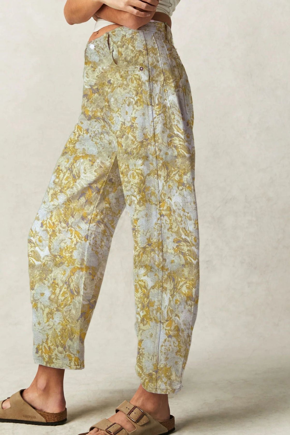 Vintage Floral Relaxed Barrel Leg Jeans Lavish Daily