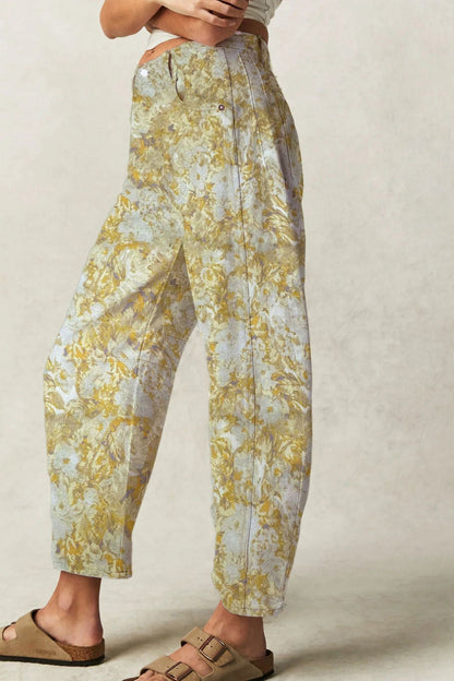 Vintage Floral Relaxed Barrel Leg Jeans Lavish Daily