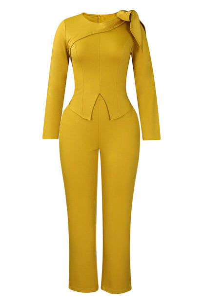Solid Color Long Sleeve Top & Pants Set Lavish Daily