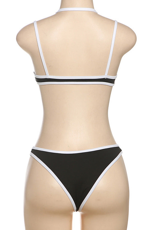 Sexy Contrast Color Striped Bikini Set Lavish Daily