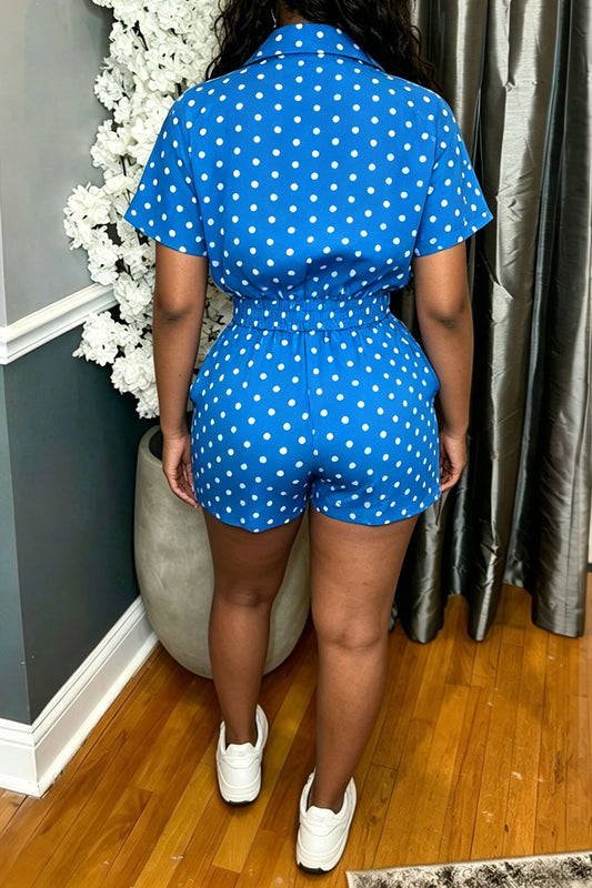 Polka Dot Zip-Up Shorts Set Lavish Daily