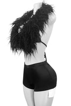 Elegant Feather Halter Tie Shorts Set Lavish Daily