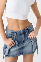 Low Rise Denim Mini Skirt Lavish Daily