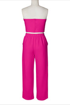 Wide-Leg Pant Suit with Wrap Detail Top Lavish Daily