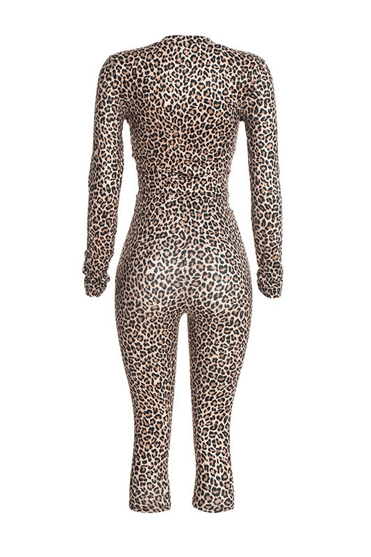 Leopard Crop Top, Cardigan & Capri Pants Set Lavish Daily