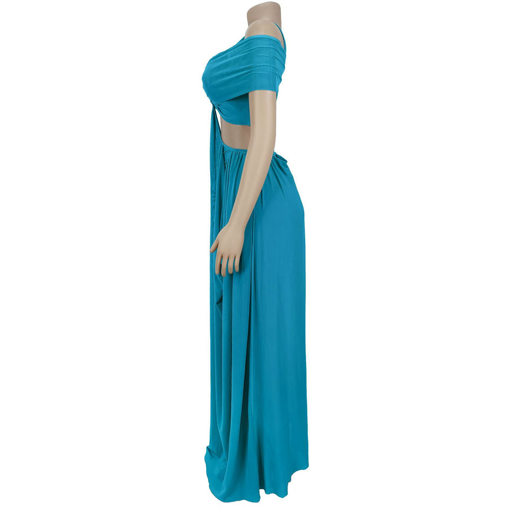 Off-Shoulder Cutout Maxi Dress Lavish Daily