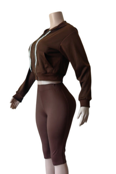 Cropped Zip Hoodie Biker Shorts Set Lavish Daily