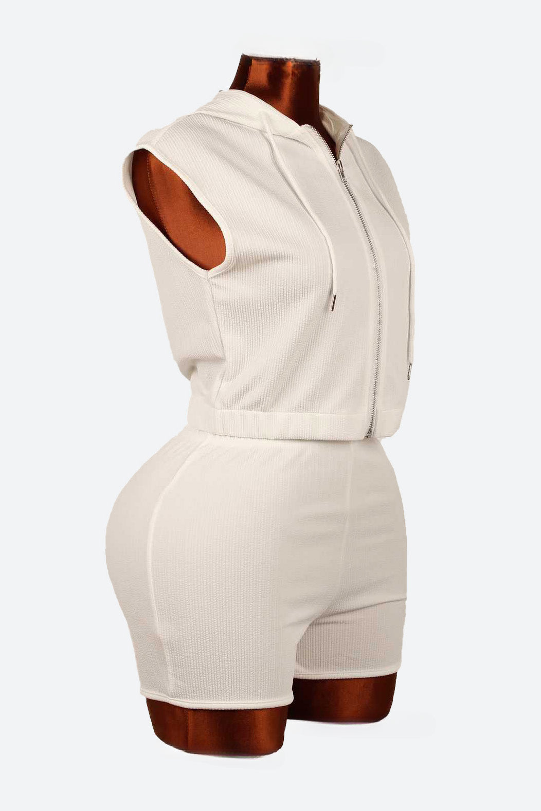 Solid Color Short Zip Hoodie & Shorts Set Lavish Daily