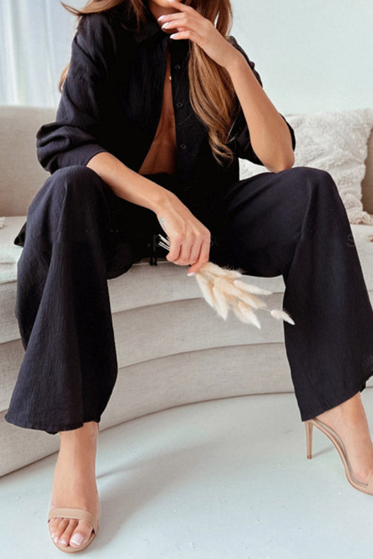 Elegant Ruffle Shirt And Pants Set Lavish Daily